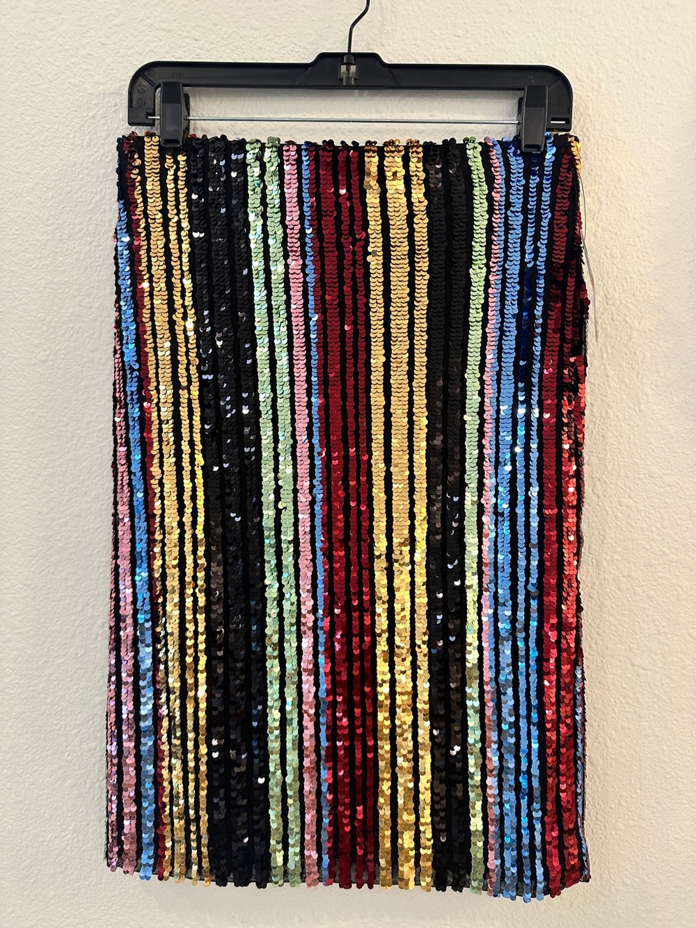 Glam Multicolor Sequin Stripe Mini Skirt